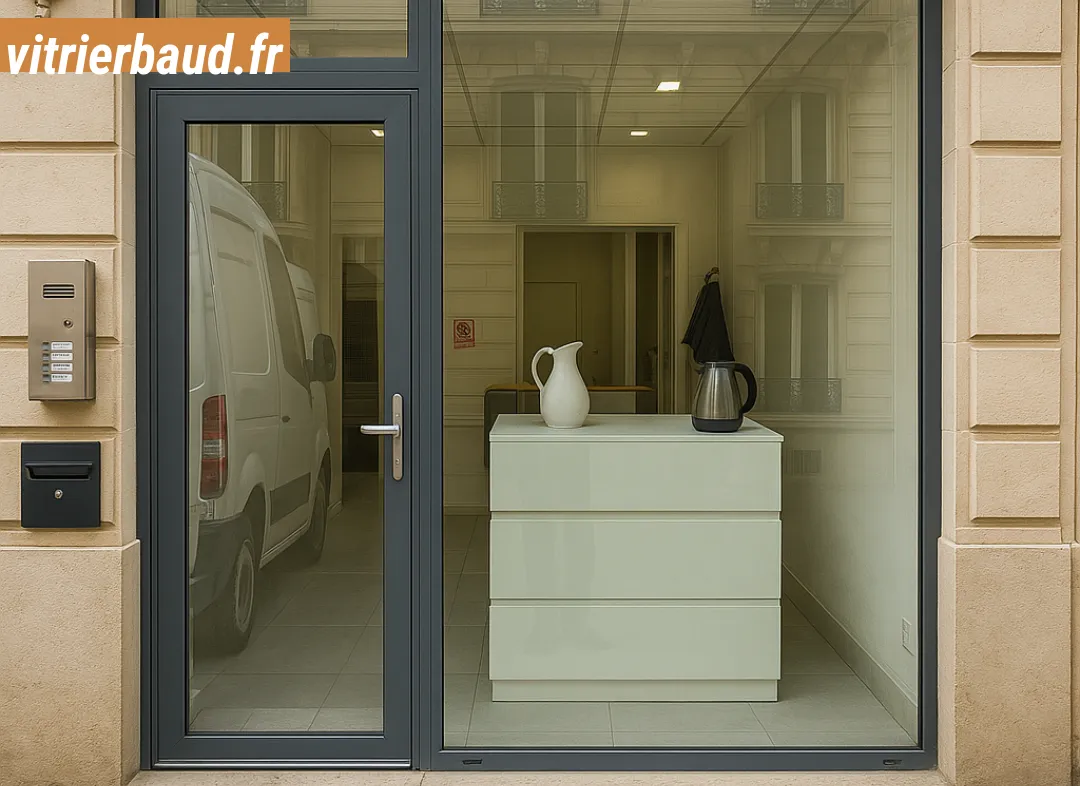 Façade vitrine de magasin en aluminium sur mesure à Baud